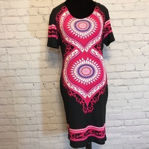 Colorful Ethnic Print Shift Dress
